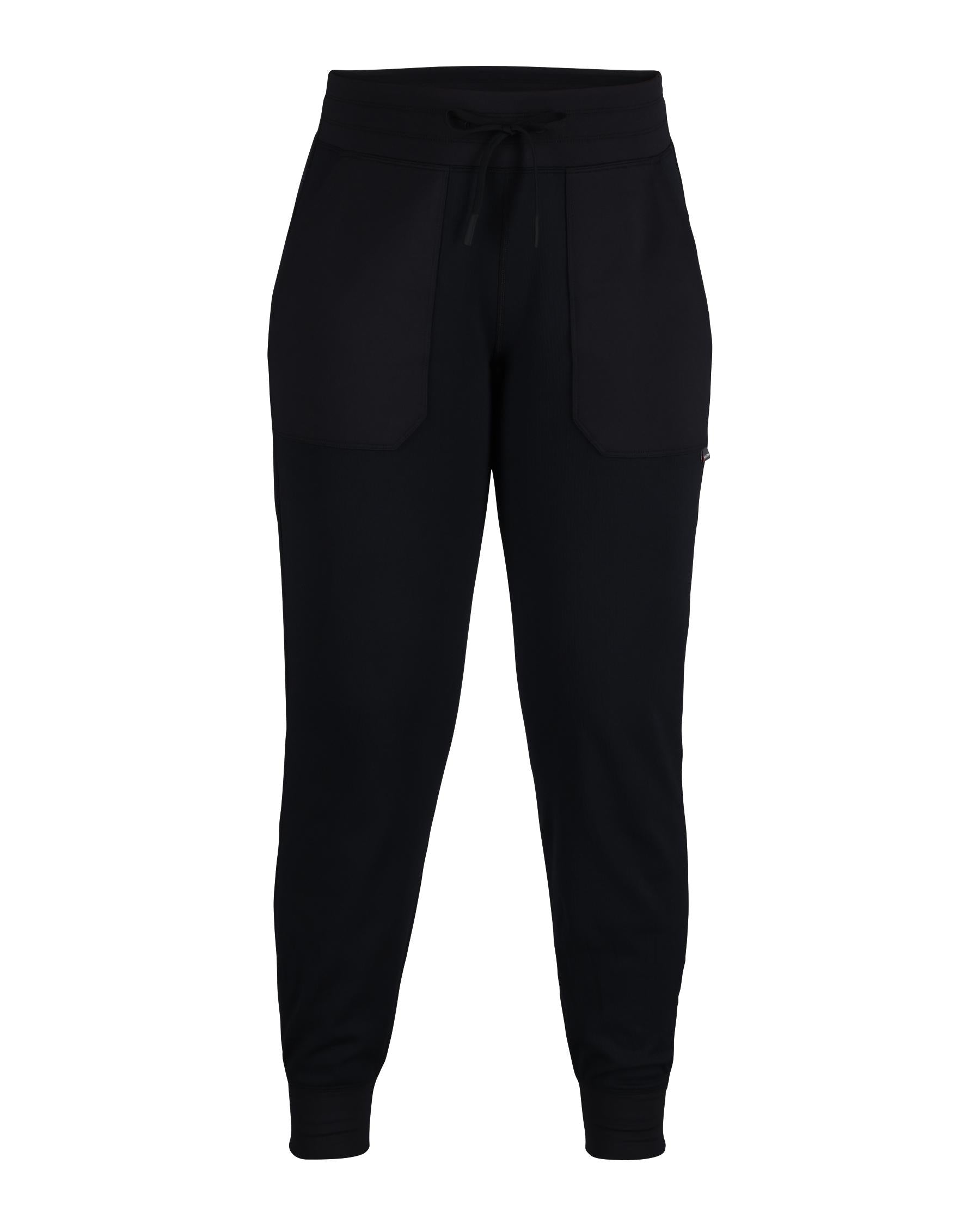 Womens Black Thermal Grid Fleece Pants