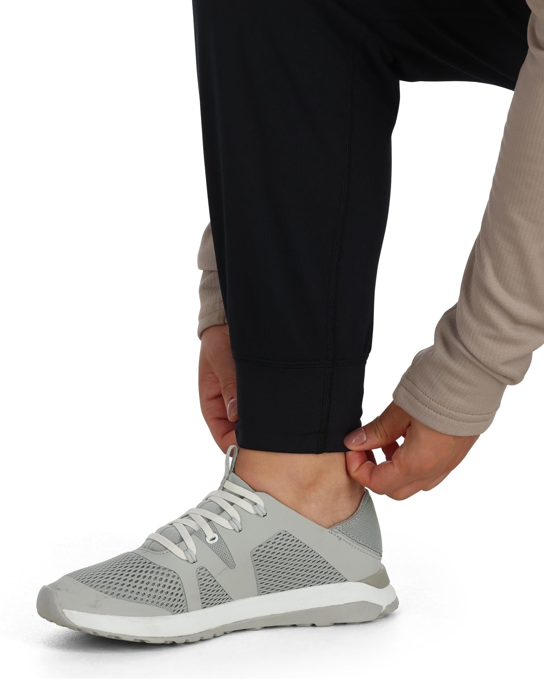 Womens Black Thermal Grid Fleece Pants