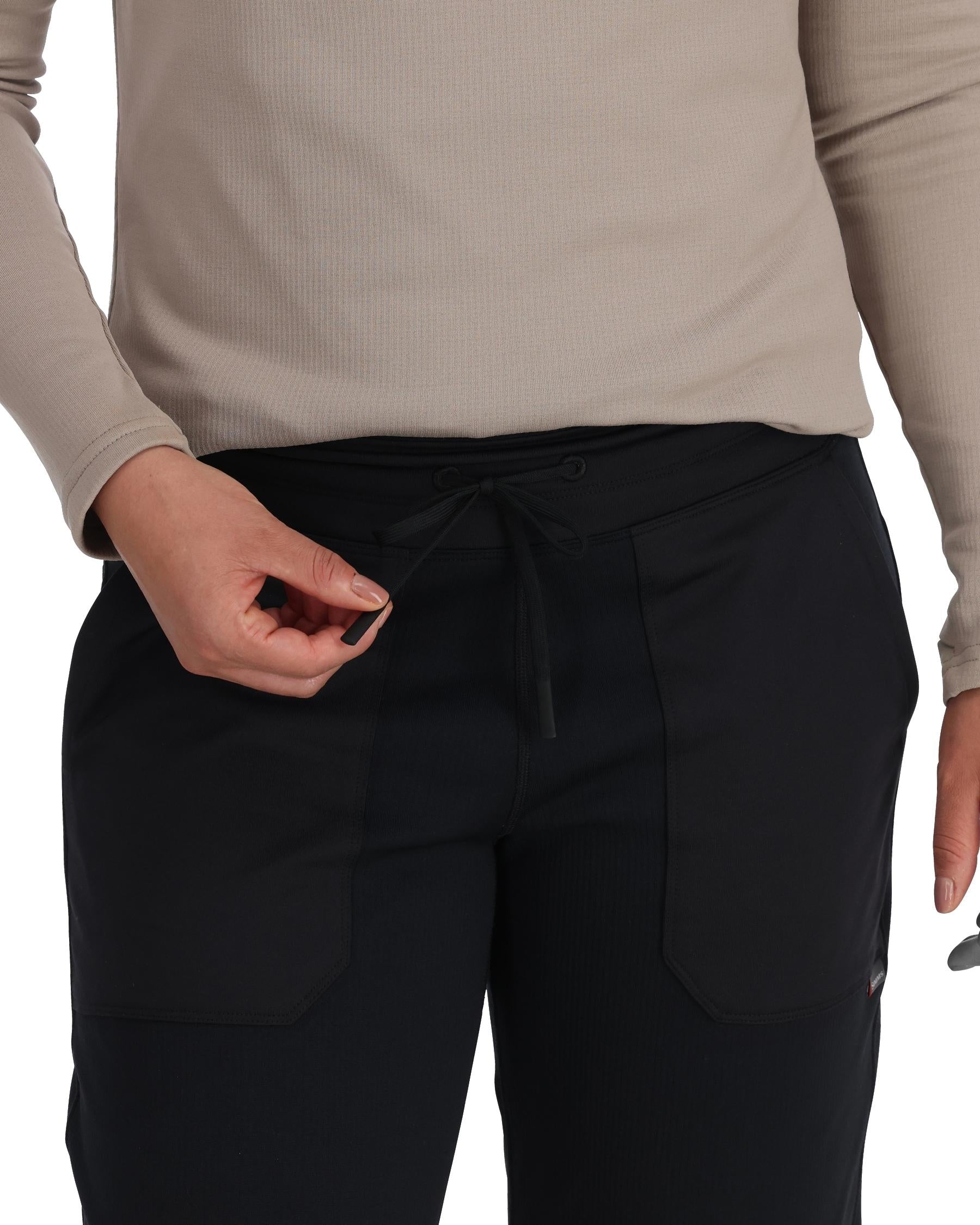 Womens Black Thermal Grid Fleece Pants