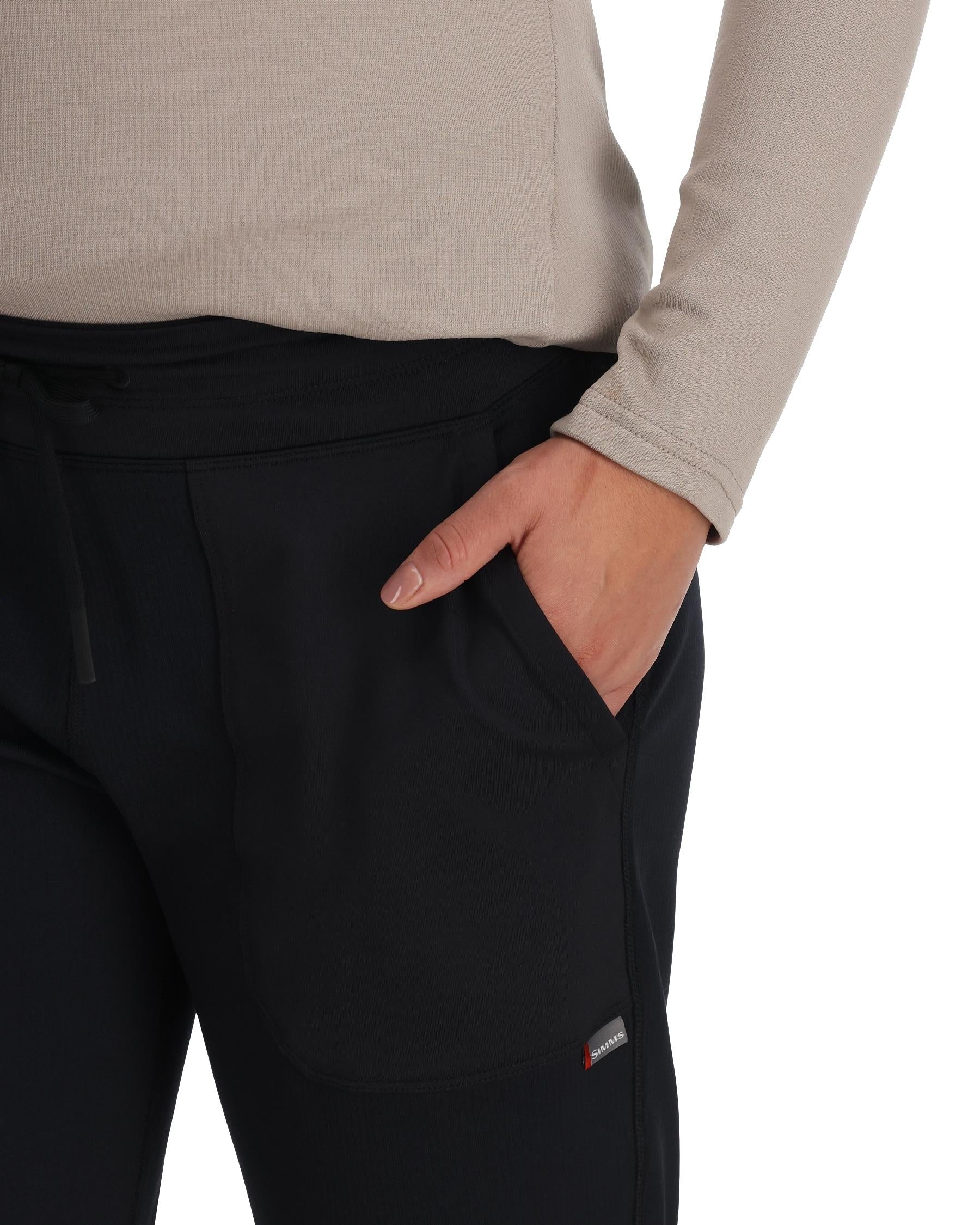 Womens Black Thermal Grid Fleece Pants