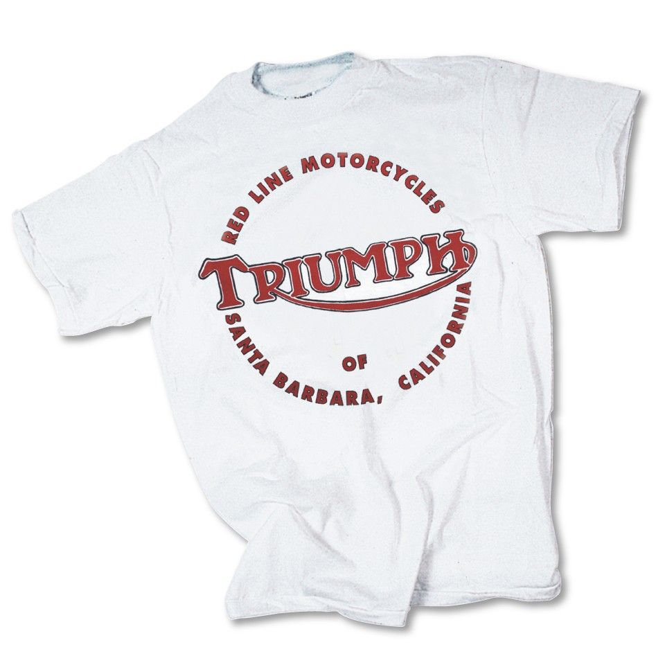 Vintage Red Line Triumph Logo T-Shirt White 100% Cotton