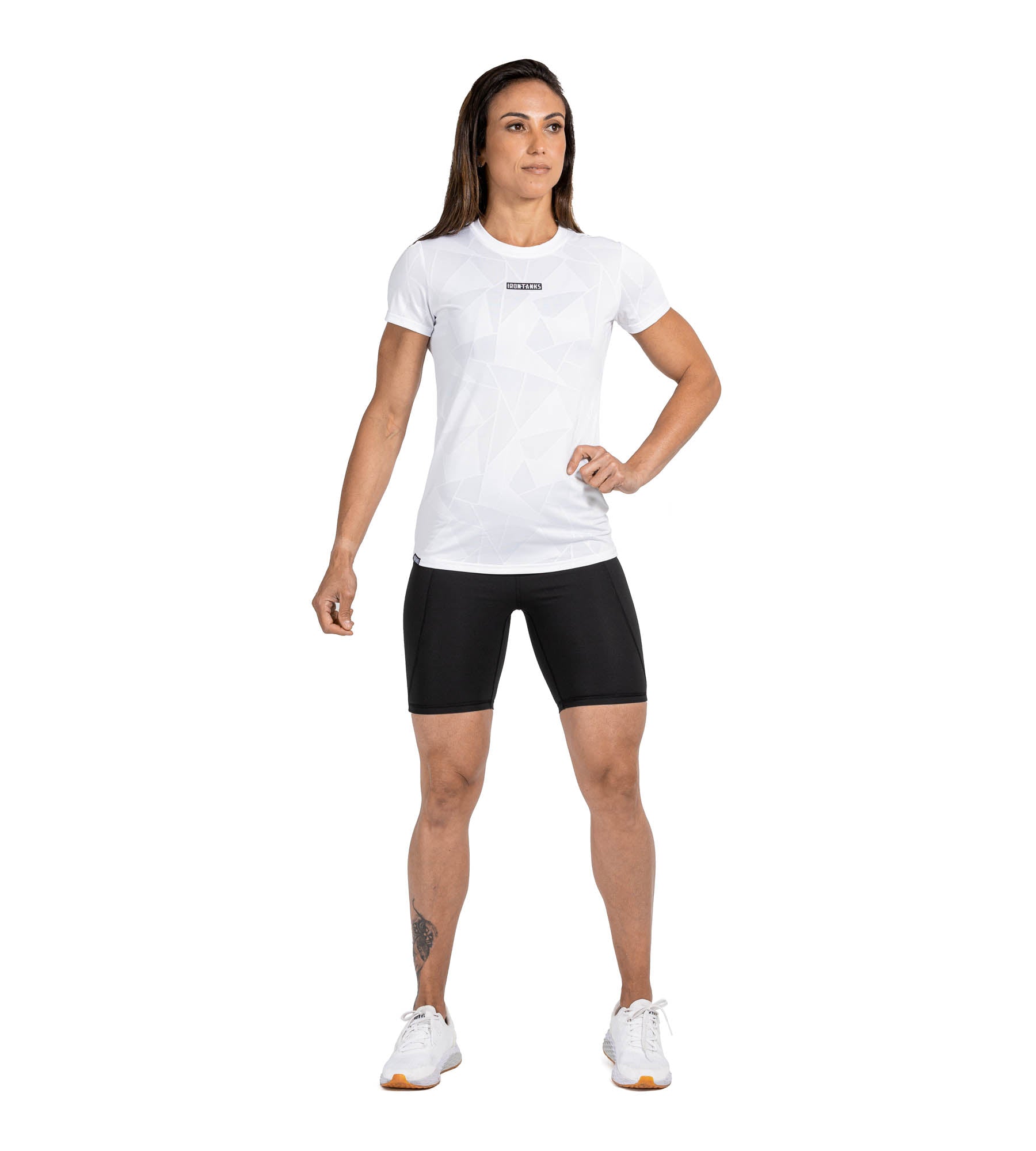 Performance Gym Tee - White Geometric Design
