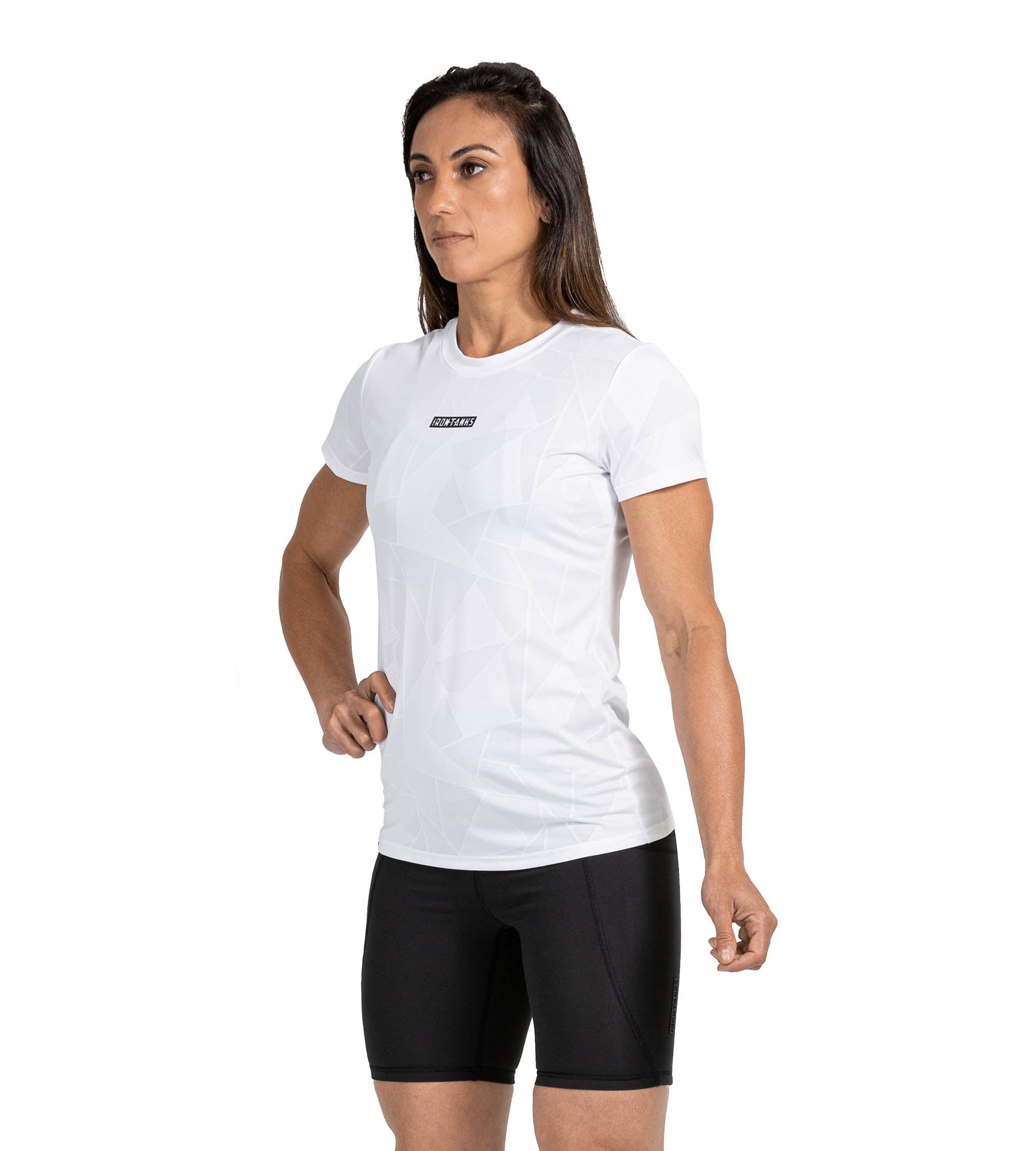 Performance Gym Tee - White Geometric Design