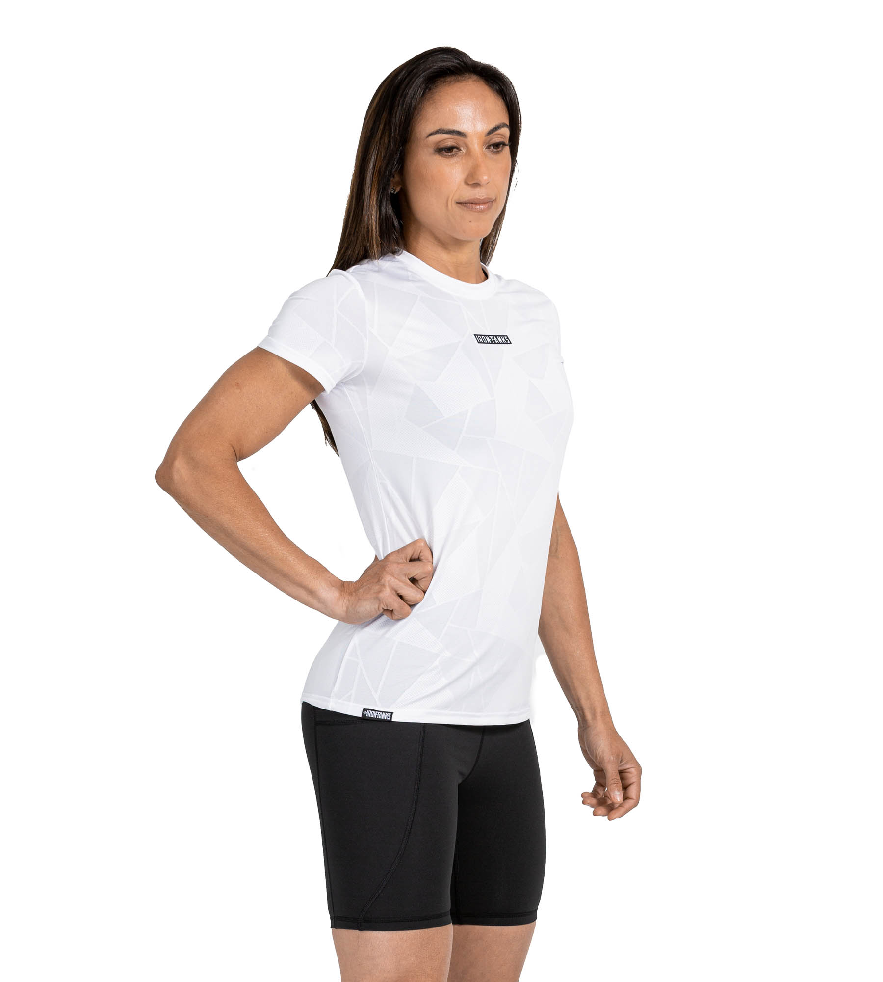 Performance Gym Tee - White Geometric Design