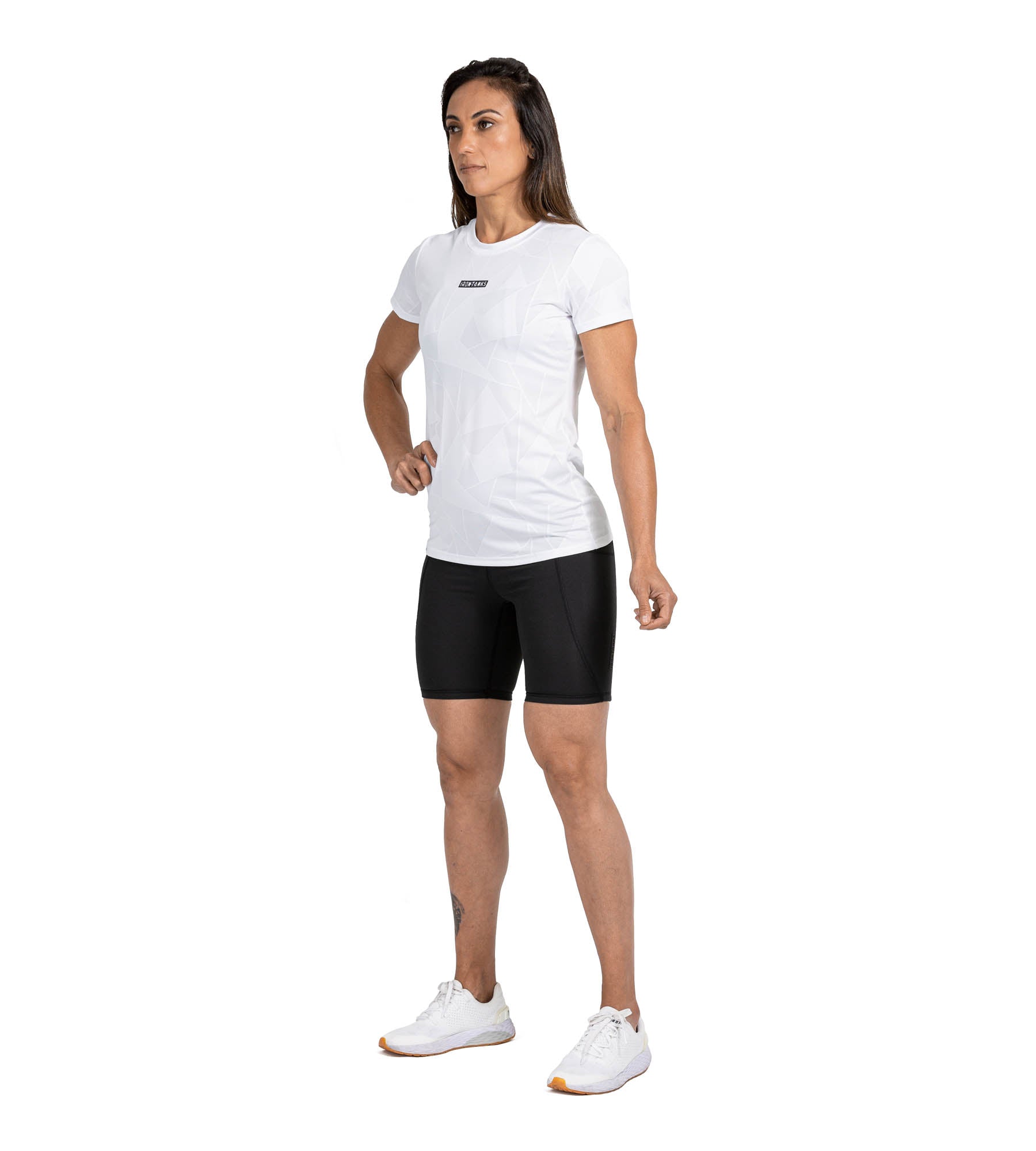 Performance Gym Tee - White Geometric Design