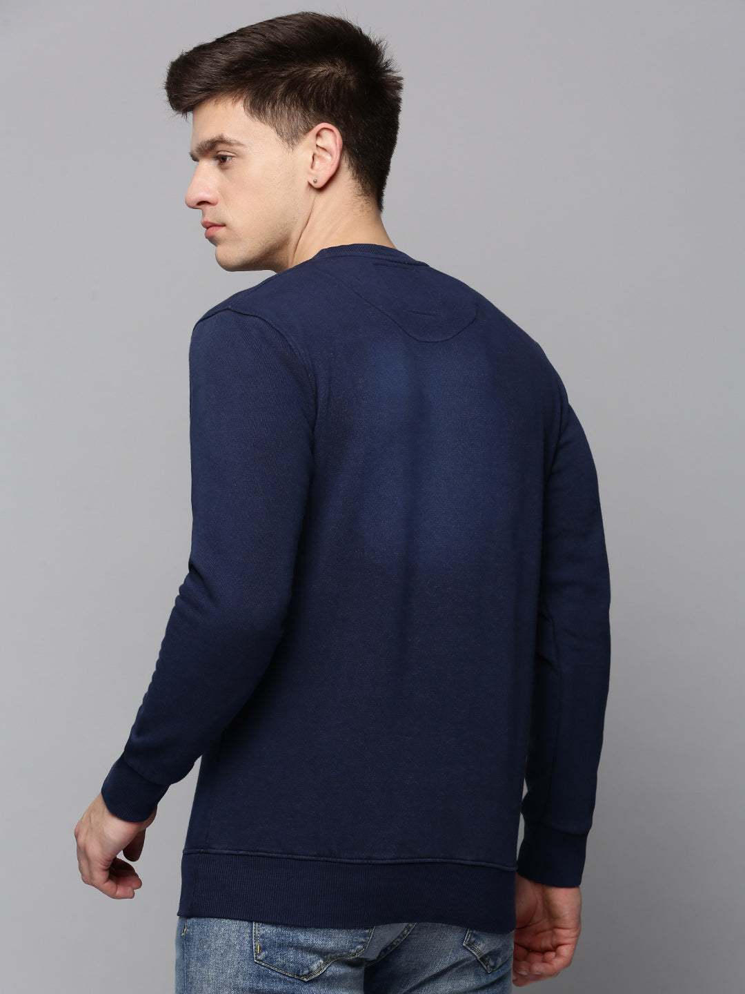 Men's Navy Blue Printed Sweatshirt