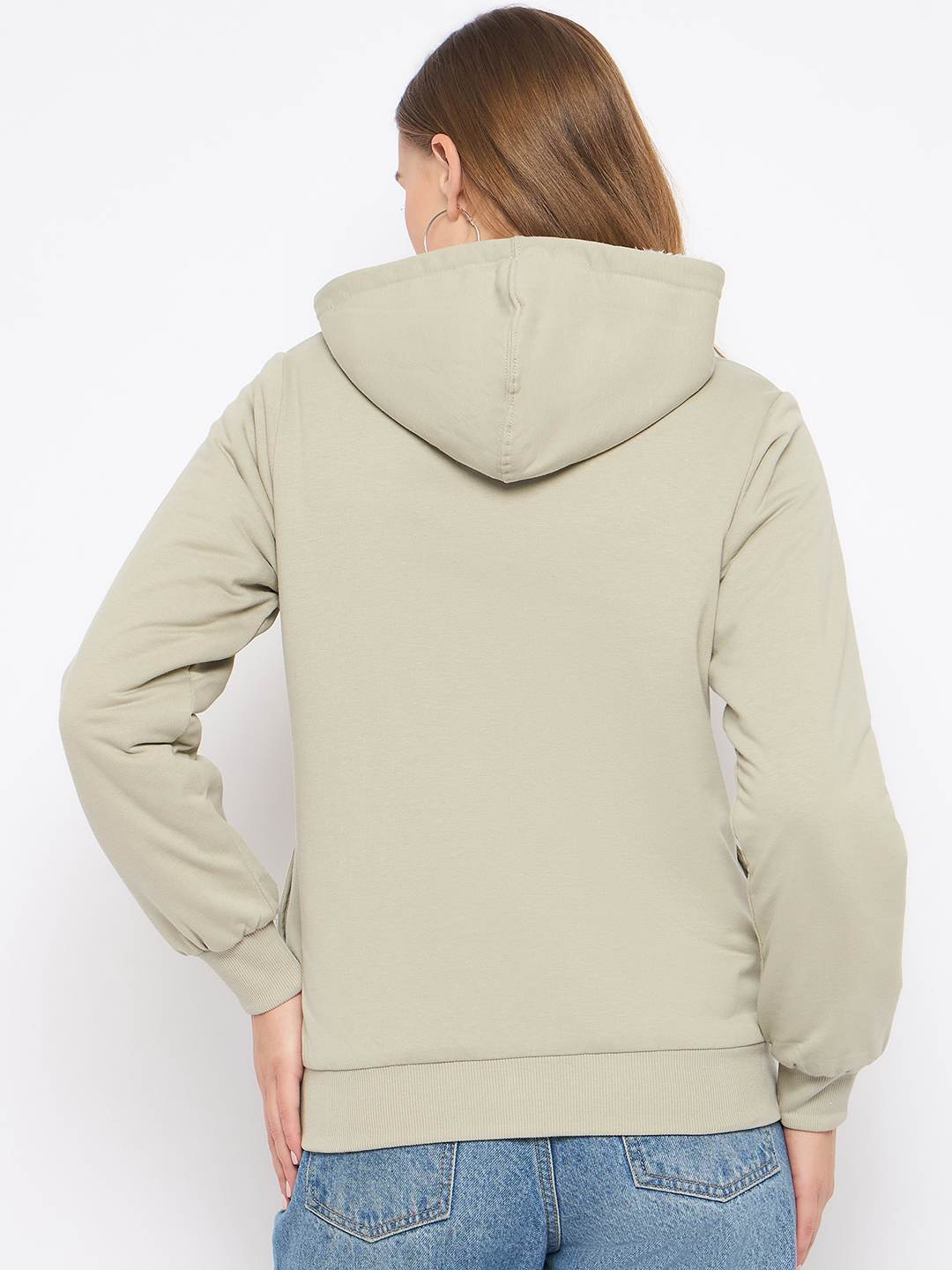 Madame Pear Green Hooded Zipper Sweatshirt