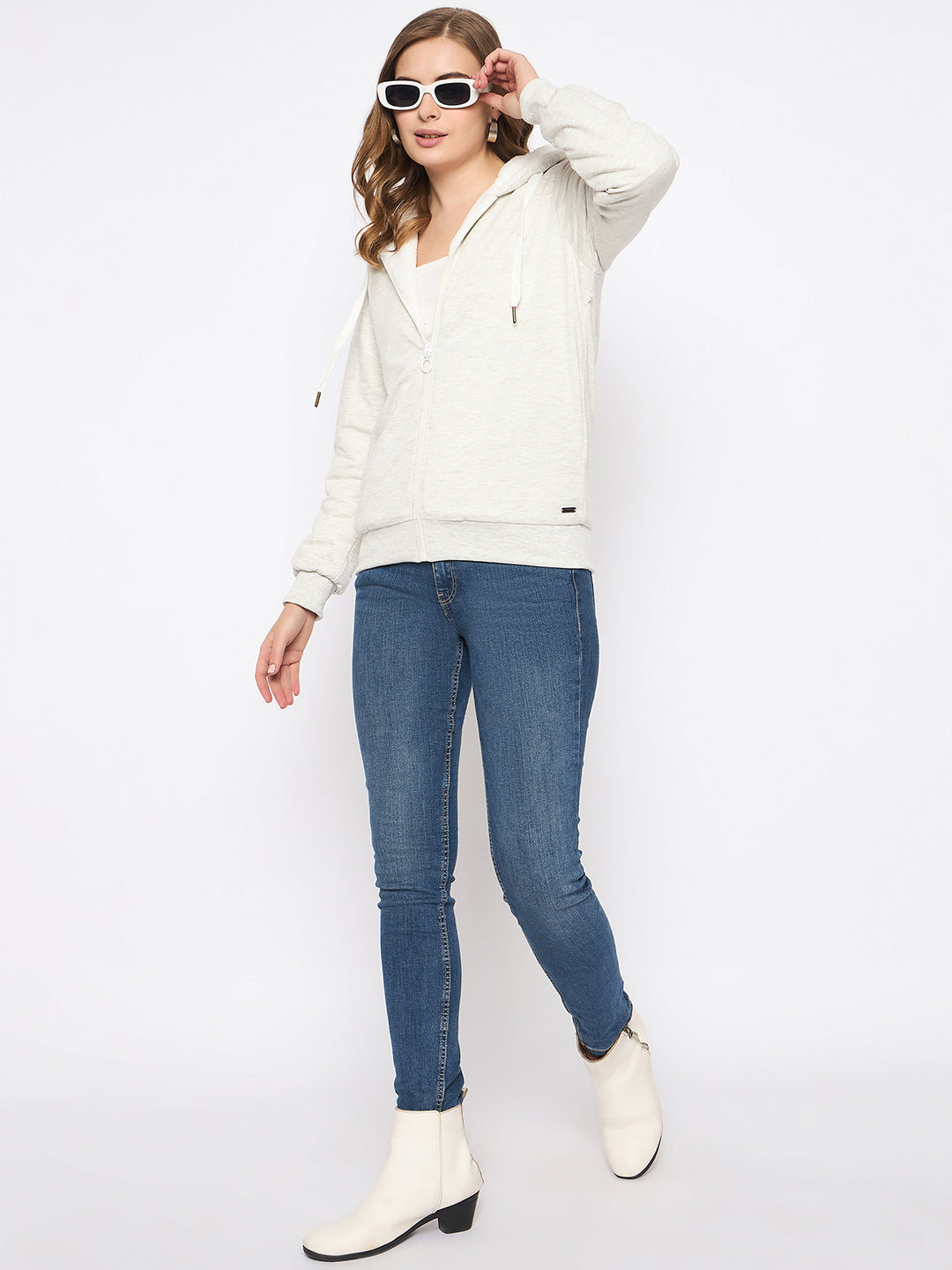 Madame White Fleece Hooded Sweatshirt