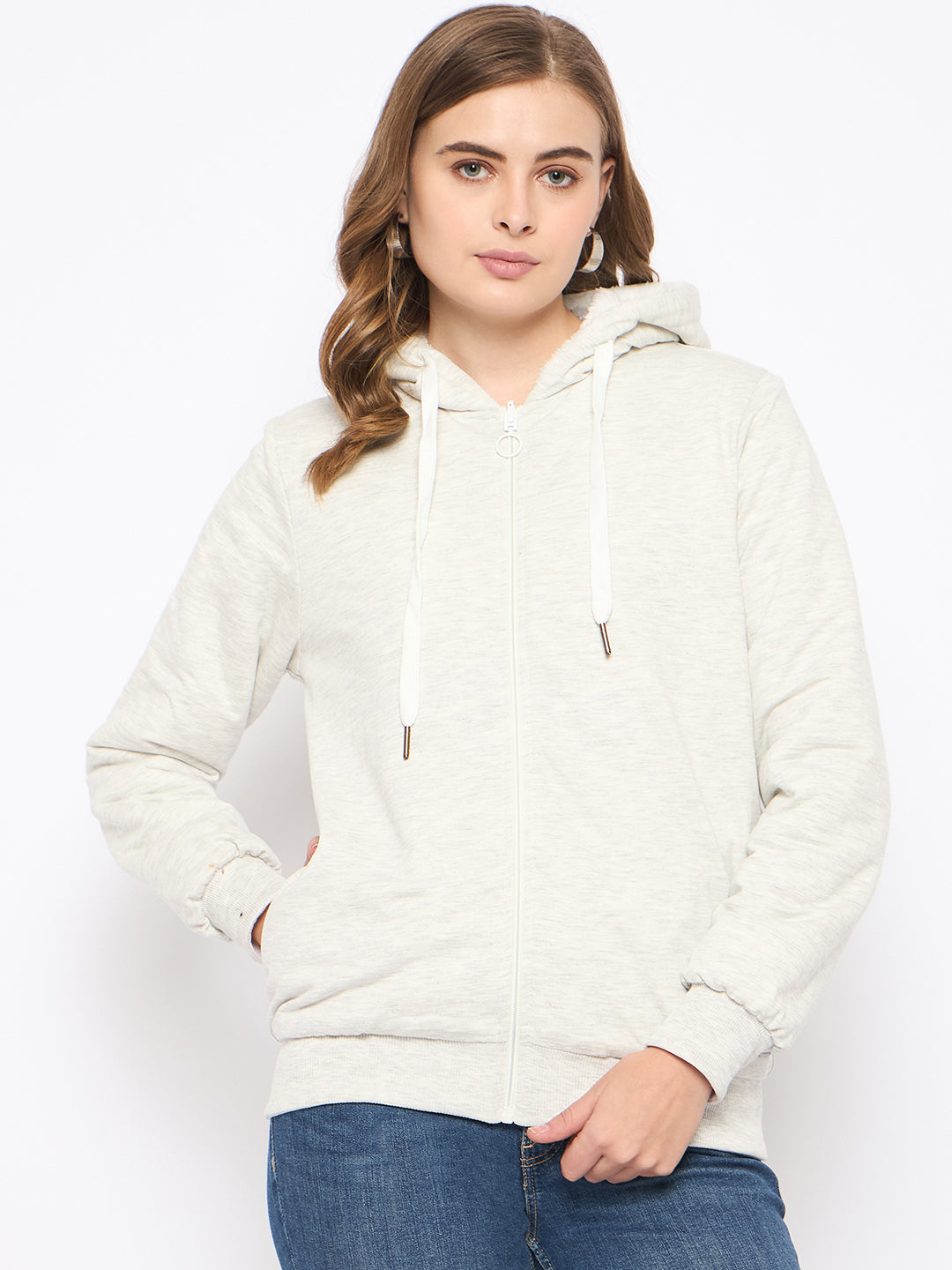 Madame White Fleece Hooded Sweatshirt