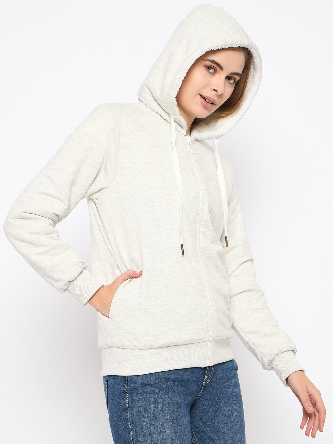 Madame White Fleece Hooded Sweatshirt
