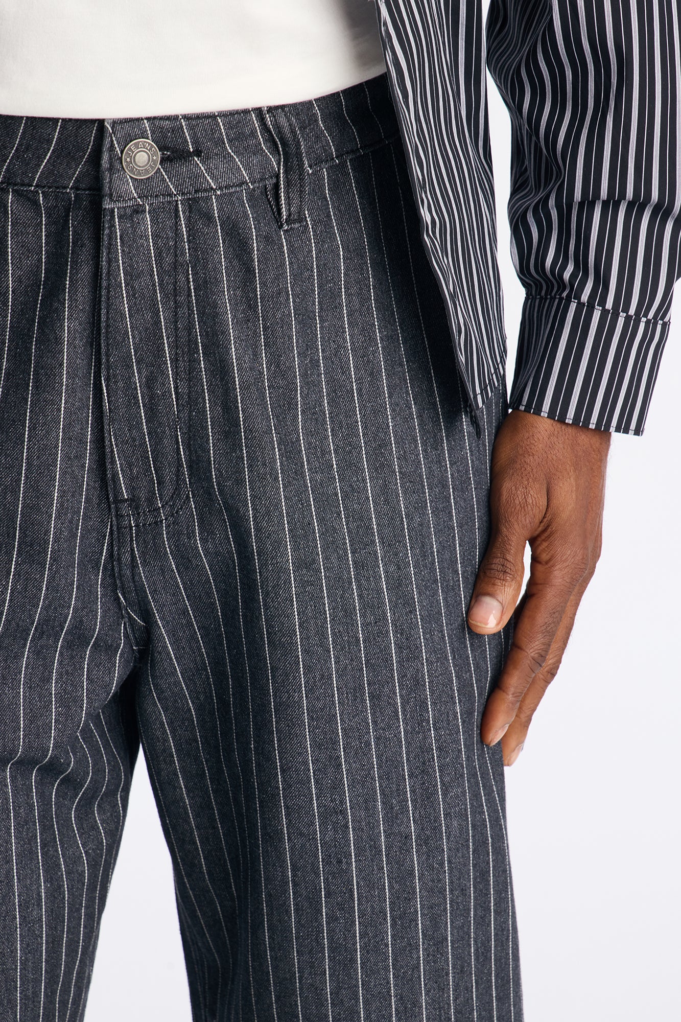 Baggy Ghost Pinstripe Denim Short - Grey