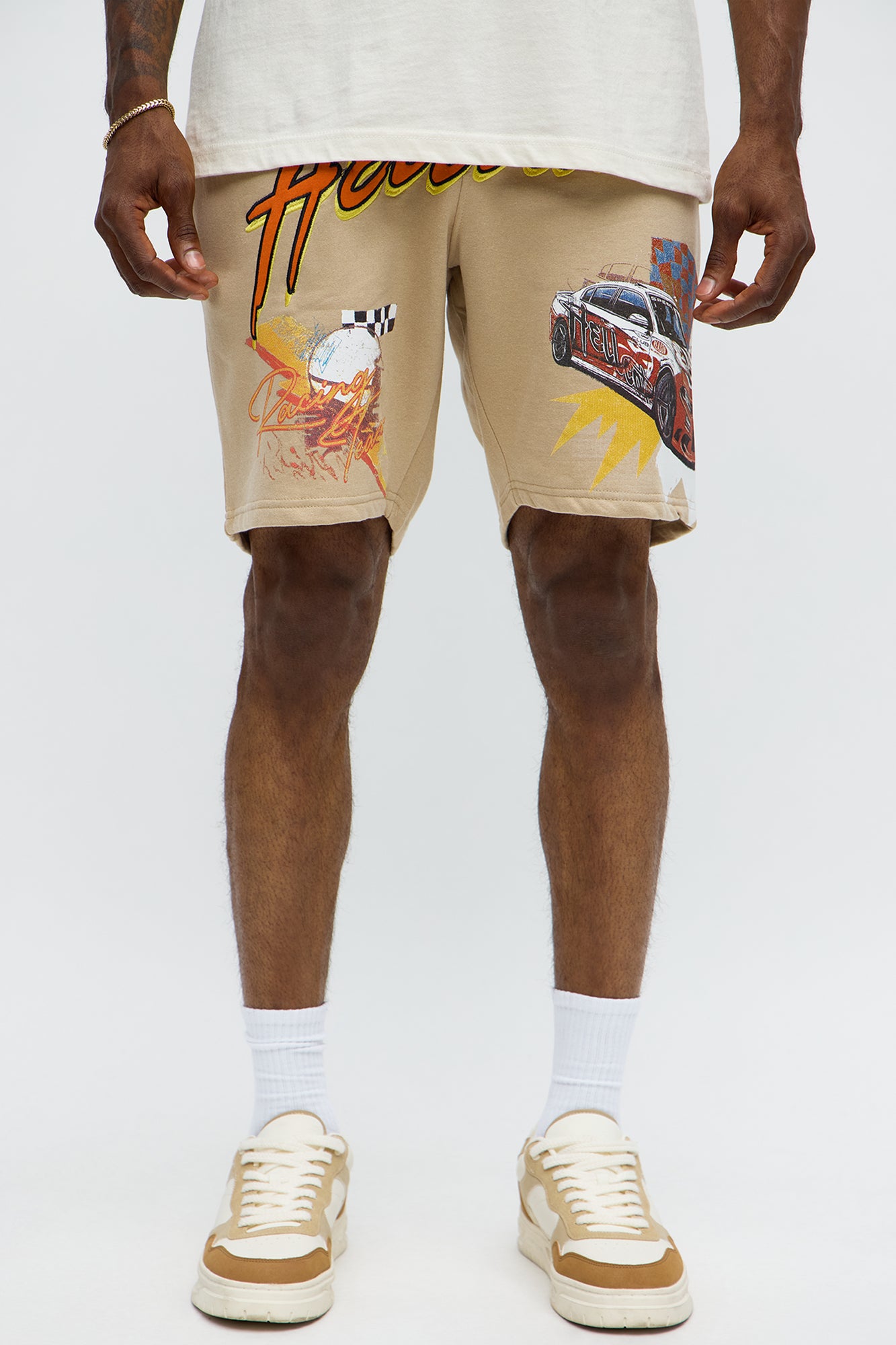 Dodge Hellcat Racing Embroidery Sweatshorts - Khaki