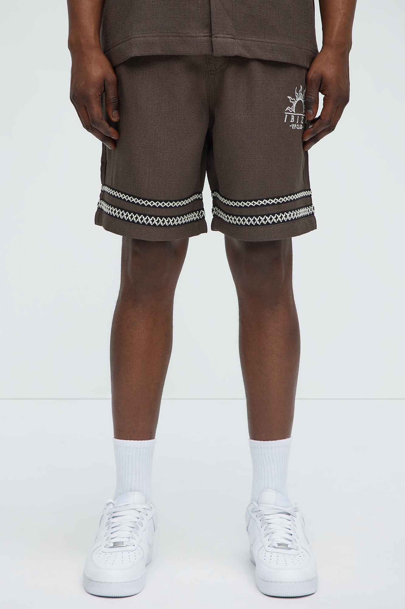 Ibiza VIP Club Linen Like Relaxed Shorts - Chocolate