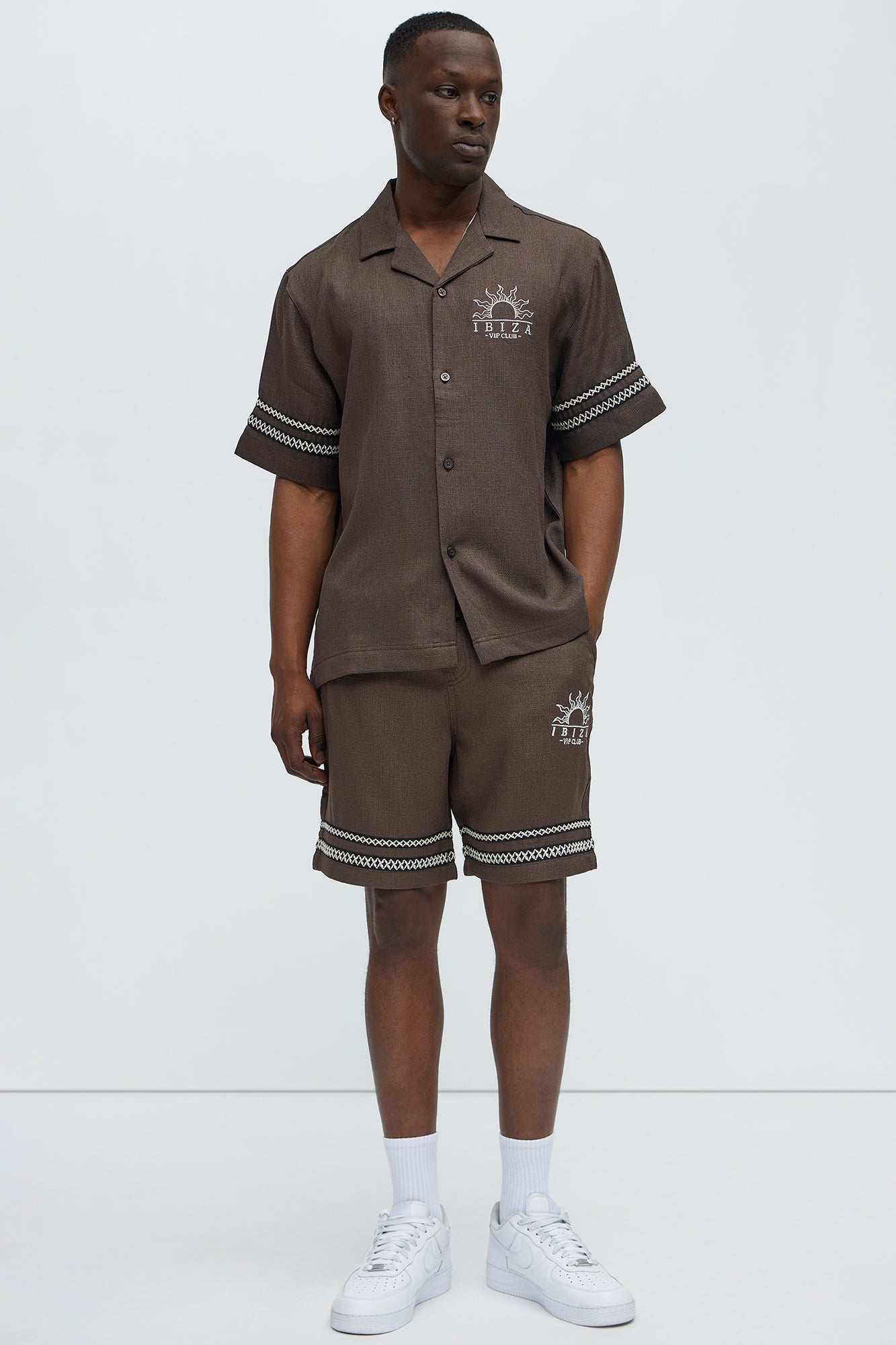 Ibiza VIP Club Linen Like Relaxed Shorts - Chocolate