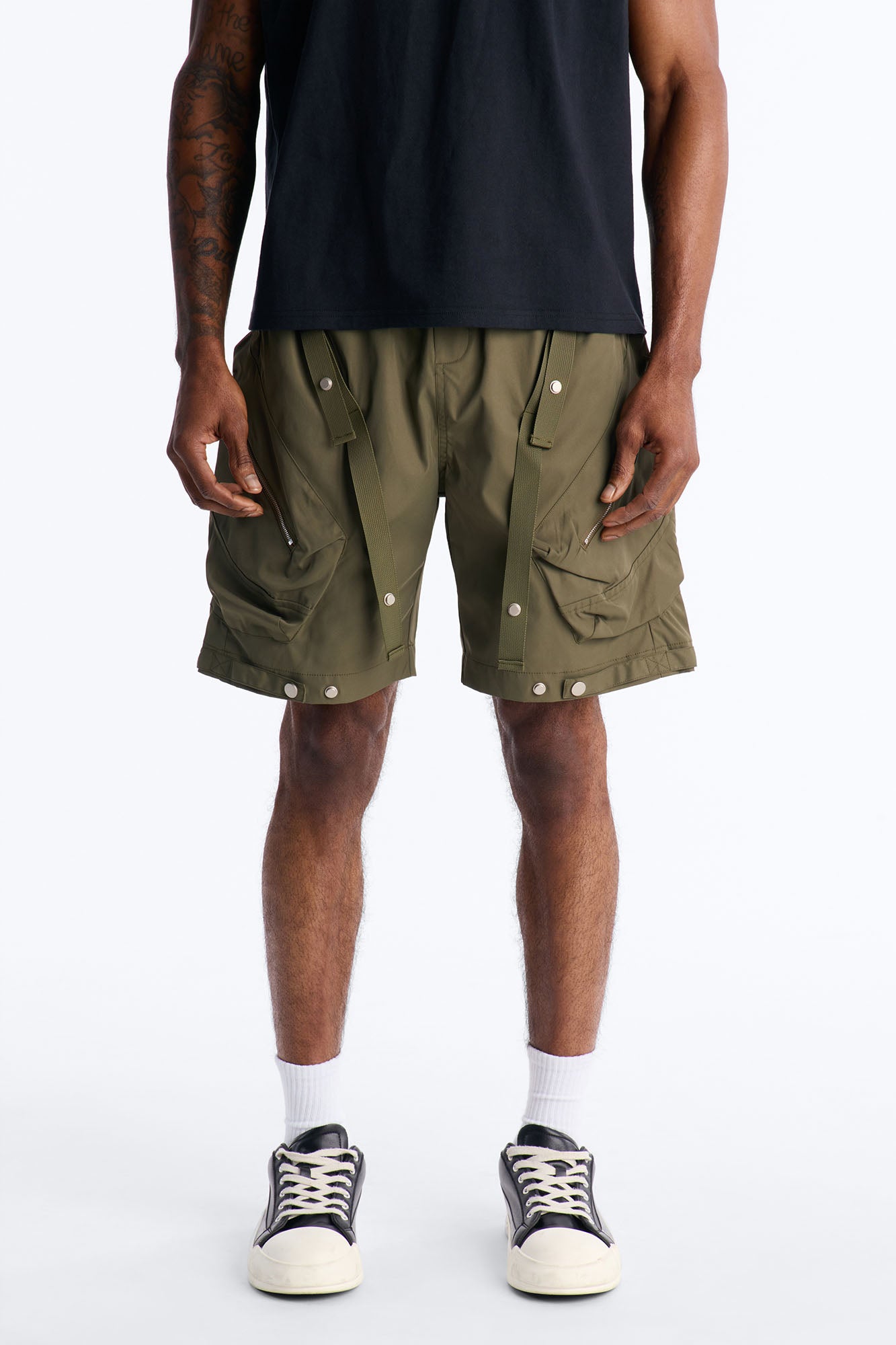 Relaxed Pearson Gates Multi Straps Utility Short - Olive