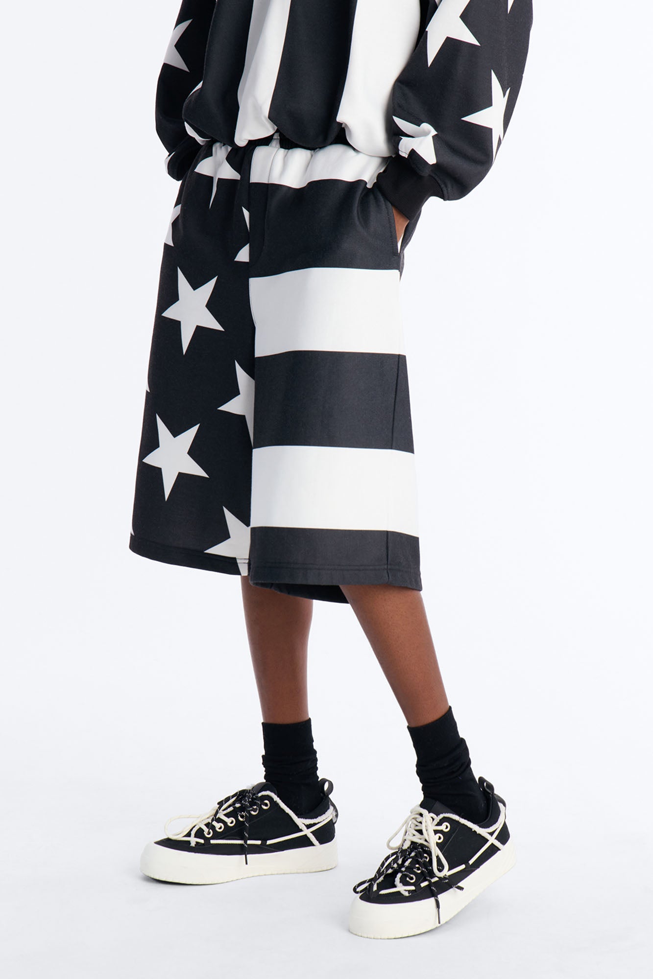 Stars And Stripes Baggy Short - Black/White