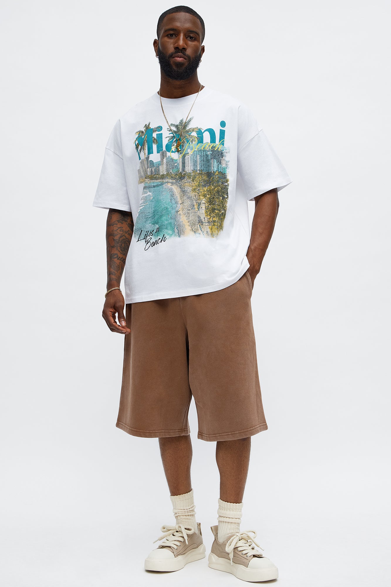 Tyson Baggy Washed Shorts - Brown