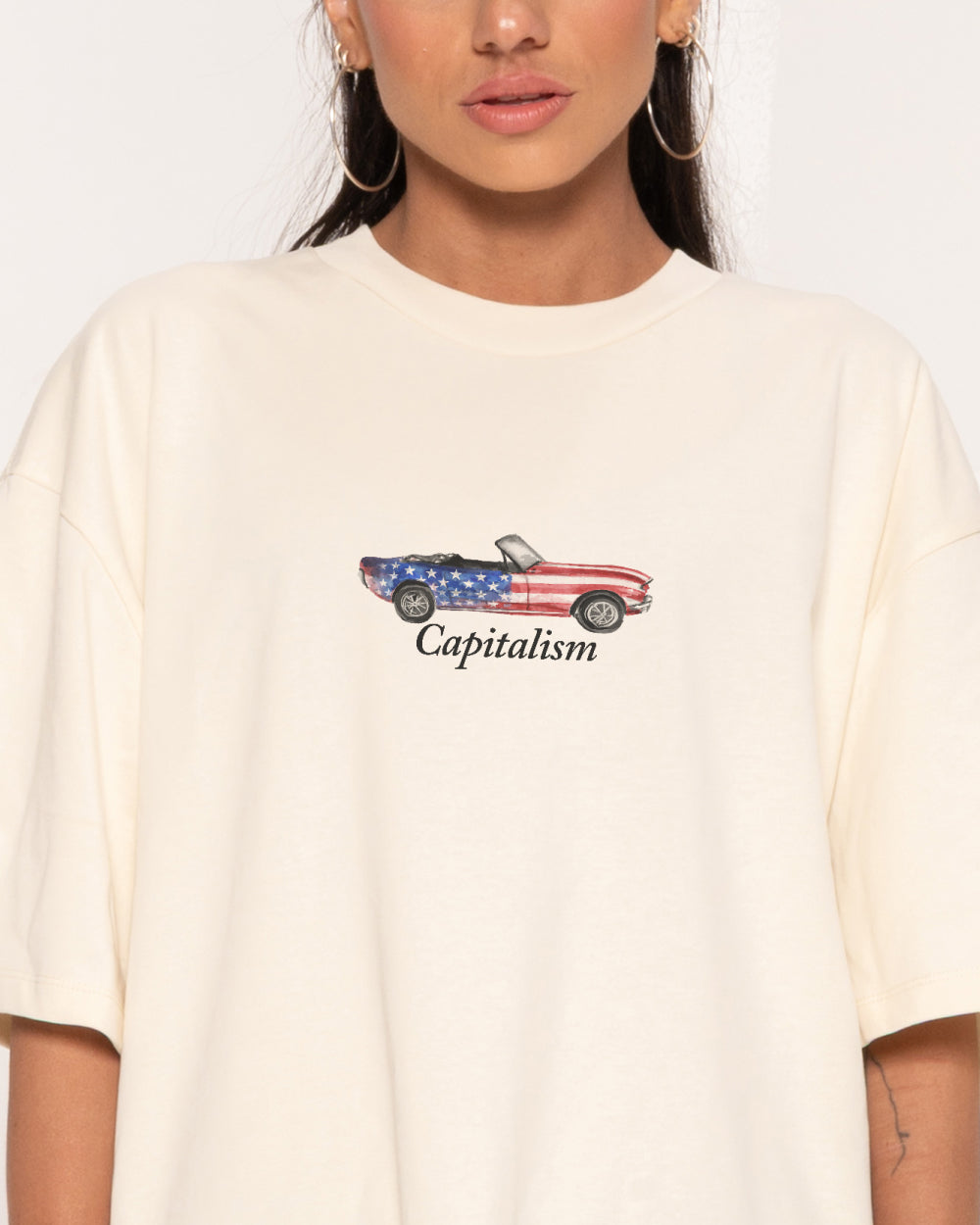 Capitalism Oversized Graphic Tee - Unisex 90s Boxy Fit 100% Combed Cotton